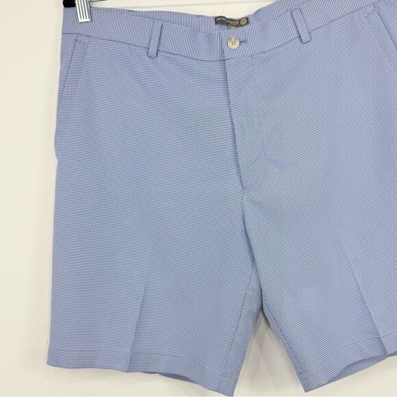 Peter Miller Blue White Micro Houndstooth Print Business Casual Golf Short - Picture 4 of 13
